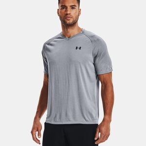 Under Armour Men's V-Neck Tech Tee Steel/Black